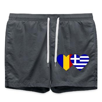 Roumanie Grèce Flag Coeur - Short de bain - charbon - Devant - AI Model Male 185 light (185cm)