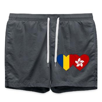 Roumanie Cœur de drapeau de Hong Kong - Short de bain - charbon - Devant - AI Model Male 185 light (185cm)