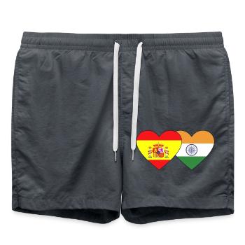 Spain India Flag Heart - Swim Trunks - anthracite - Front - AI Model Male 185 light (185cm)