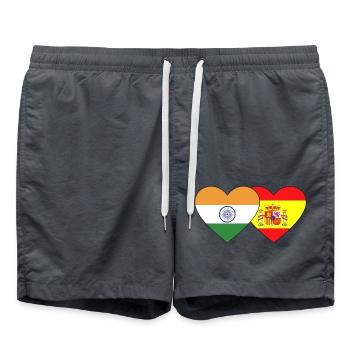 India Spain Flag Heart - Swim Trunks - anthracite - Front - AI Model Male 185 light (185cm)