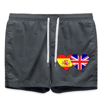 Spain England Flag Heart - Swim Trunks - anthracite - Front - AI Model Male 185 light (185cm)