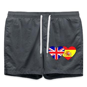 England Spain Flag Heart - Swim Trunks - anthracite - Front - AI Model Male 185 light (185cm)