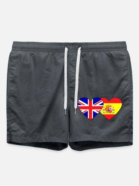 England Spanien Flagge Herz - Badeshorts - Anthrazit