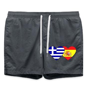 Greece Spain Flag Heart - Swim Trunks - anthracite - Front - AI Model Male 185 light (185cm)