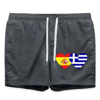 Spain Greece Flag Heart - Swim Trunks - anthracite - Front - AI Model Male 185 light (185cm)