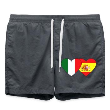 Italy Spain Flag Heart - Swim Trunks - anthracite - Front - AI Model Male 185 light (185cm)
