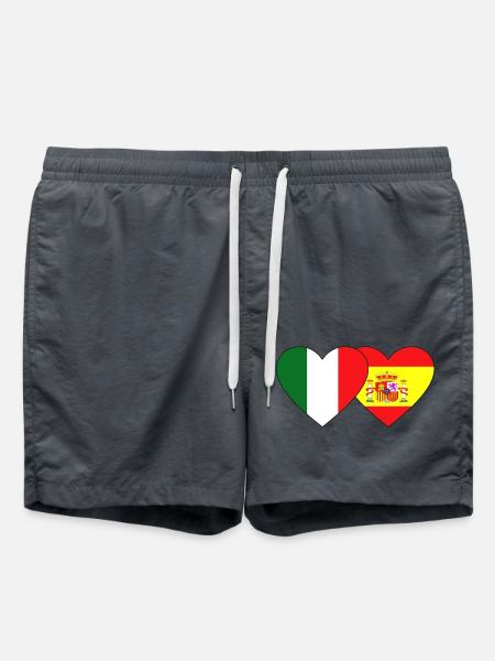 Italien Spanien Flagge Herz - Badeshorts - Anthrazit