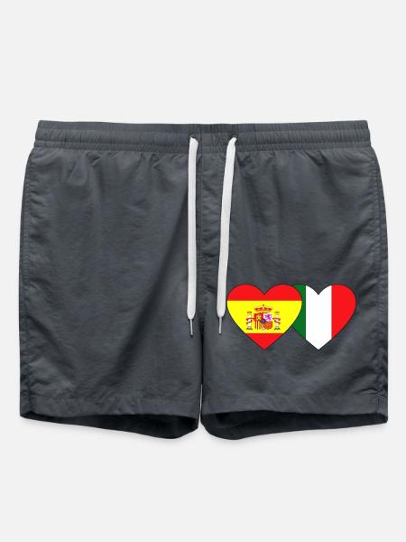 Spain Italy Flag Heart - Swim Trunks - anthracite