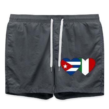 Cuba Italy Flag Heart - Swim Trunks - anthracite - Front - AI Model Male 185 light (185cm)