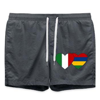 Italy Mauritius Flag Heart - Swim Trunks - anthracite - Front - AI Model Male 185 light (185cm)