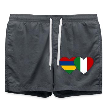 Mauritius Italy Flag Heart - Swim Trunks - anthracite - Front - AI Model Male 185 light (185cm)