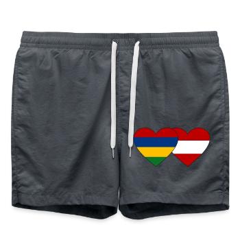 Mauritius Österreich Flagge Herz - Badeshorts - Anthrazit - Vorne - AI Model Male 185 light (185cm)