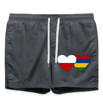 Poland Mauritius Flag Heart - Swim Trunks - anthracite - Front - AI Model Male 185 light (185cm)