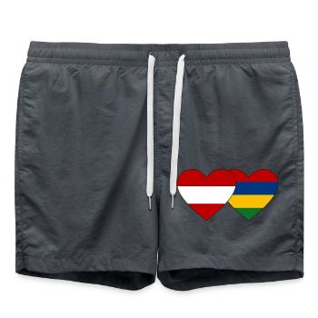 Austria Mauritius Flag Heart - Swim Trunks - anthracite - Front - AI Model Male 185 light (185cm)