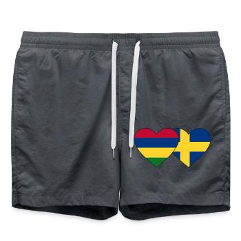 Mauritius Sweden Flag Heart - Swim Trunks - anthracite - Front - AI Model Male 185 light (185cm)
