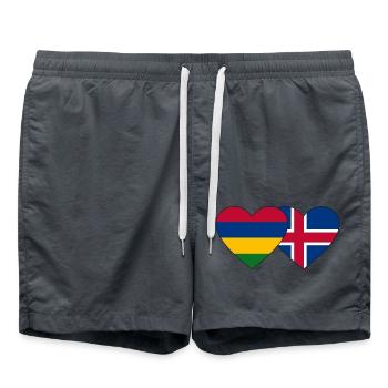 Mauritius Iceland Flag Heart - Swim Trunks - anthracite - Front - AI Model Male 185 light (185cm)