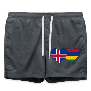 Iceland Mauritius Flag Heart - Swim Trunks - anthracite - Front - AI Model Male 185 light (185cm)
