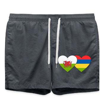 Wales Mauritius Flag Heart - Swim Trunks - anthracite - Front - AI Model Male 185 light (185cm)