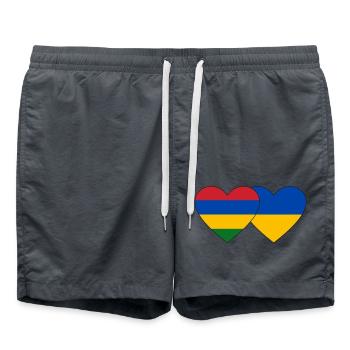 Mauritius Ukraine Flag Heart - Swim Trunks - anthracite - Front - AI Model Male 185 light (185cm)