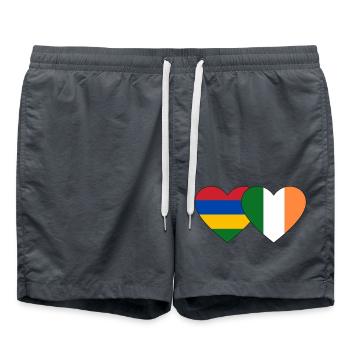 Mauritius Ireland Flag Heart - Swim Trunks - anthracite - Front - AI Model Male 185 light (185cm)