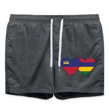 Liechtenstein Mauritius Flag Heart - Swim Trunks - anthracite - Front - AI Model Male 185 light (185cm)