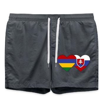Mauritius Slovakia Flag Heart - Swim Trunks - anthracite - Front - AI Model Male 185 light (185cm)