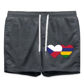 Tschechien Mauritius Flagge Herz - Badeshorts - Anthrazit - Vorne - AI Model Male 185 light (185cm)