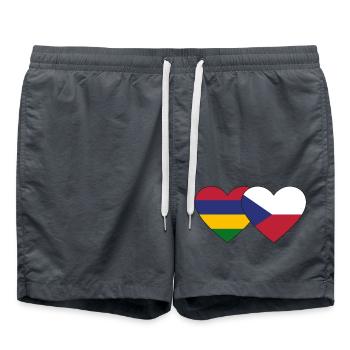 Mauritius Tschechien Flagge Herz - Badeshorts - Anthrazit - Vorne - AI Model Male 185 light (185cm)