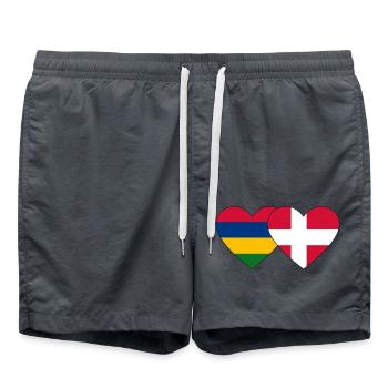 Maurice Danemark Flag Coeur - Short de bain - charbon - Devant - AI Model Male 185 light (185cm)