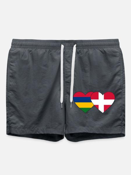 Mauritius Denmark Flag Heart - Swim Trunks - anthracite