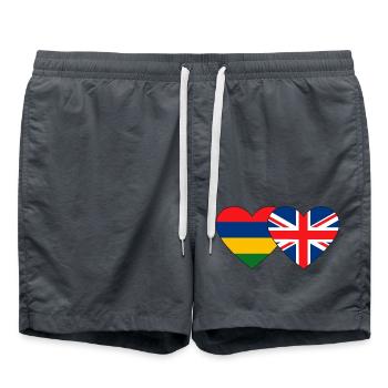 Mauritius England Flag Heart - Swim Trunks - anthracite - Front - AI Model Male 185 light (185cm)