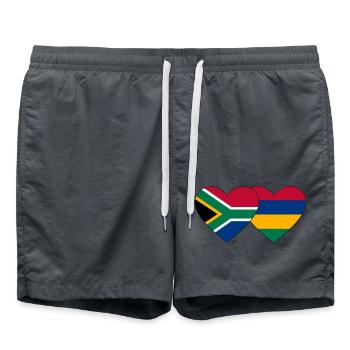 Südafrika Mauritius Flagge Herz - Badeshorts - Anthrazit - Vorne - AI Model Male 185 light (185cm)