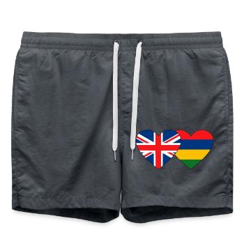 England Mauritius Flag Heart - Swim Trunks - anthracite - Front - AI Model Male 185 light (185cm)