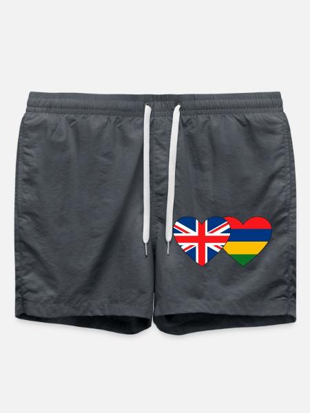 England Mauritius Flag Heart - Swim Trunks - anthracite