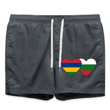 Mauritius Bulgaria Flag Heart - Swim Trunks - anthracite - Front - AI Model Male 185 light (185cm)