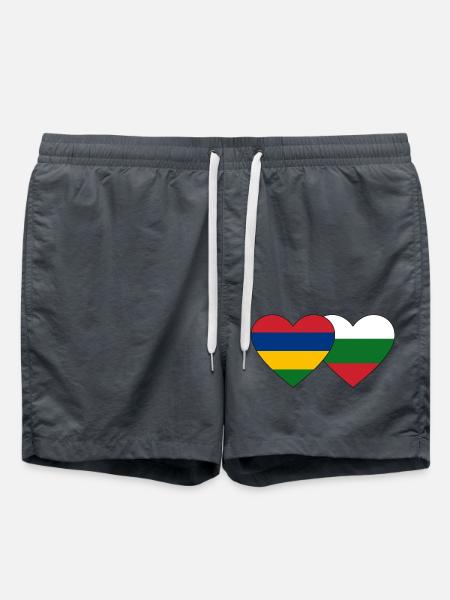Mauritius Bulgaria Flag Heart - Swim Trunks - anthracite