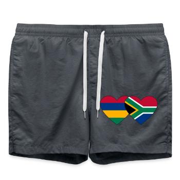 Mauritius Südafrika Flagge Herz - Badeshorts - Anthrazit - Vorne - AI Model Male 185 light (185cm)