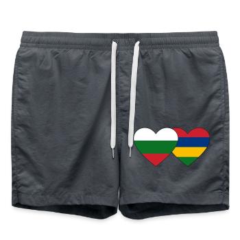Bulgaria Mauritius Flag Heart - Swim Trunks - anthracite - Front - AI Model Male 185 light (185cm)