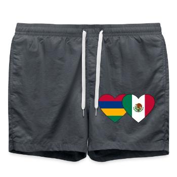 Mauritius Mexico Flag Heart - Swim Trunks - anthracite - Front - AI Model Male 185 light (185cm)