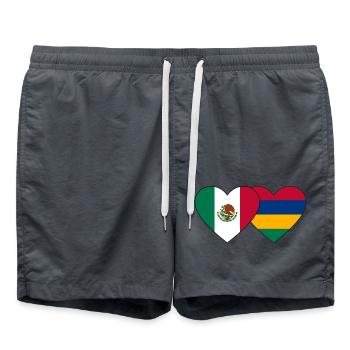Mexico Mauritius Flag Heart - Swim Trunks - anthracite - Front - AI Model Male 185 light (185cm)