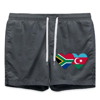 South Africa Azerbaijan Flag Heart - Swim Trunks - anthracite - Front - AI Model Male 185 light (185cm)