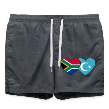 Afrique du Sud Uighur Flag Heart - Short de bain - charbon - Devant - AI Model Male 185 light (185cm)