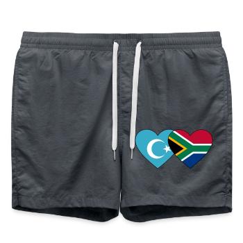 Cœur de drapeau ouïghours d’Afrique du Sud - Short de bain - charbon - Devant - AI Model Male 185 light (185cm)