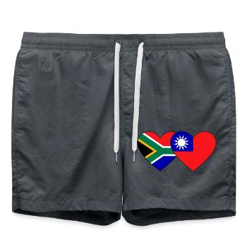 South Africa Taiwan Flag Heart - Swim Trunks - anthracite - Front - AI Model Male 185 light (185cm)
