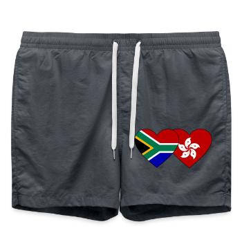 South Africa Hong Kong Flag Heart - Swim Trunks - anthracite - Front - AI Model Male 185 light (185cm)