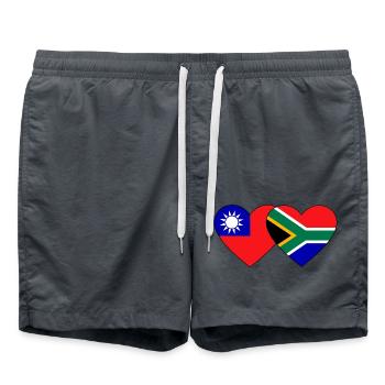Taiwan Südafrika Flagge Herz - Badeshorts - Anthrazit - Vorne - AI Model Male 185 light (185cm)