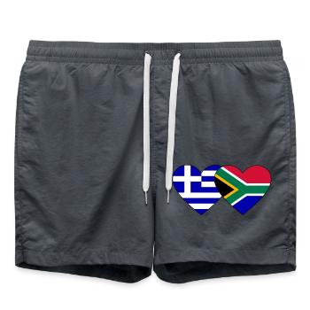 Greece South Africa Flag Heart - Swim Trunks - anthracite - Front - AI Model Male 185 light (185cm)