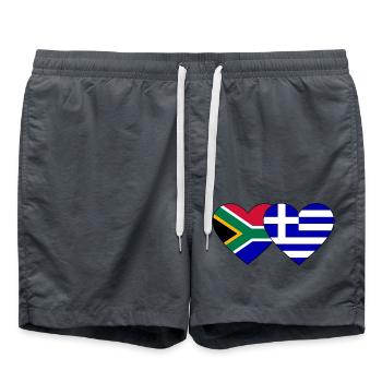 Südafrika Griechenland Flagge Herz - Badeshorts - Anthrazit - Vorne - AI Model Male 185 light (185cm)