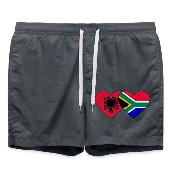 Albanie Afrique du Sud Flag Heart - Short de bain - charbon - Devant - AI Model Male 185 light (185cm)