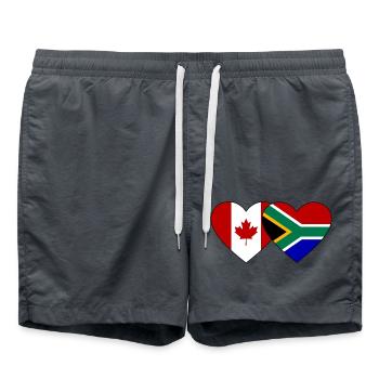 Cœur de drapeau du Canada et de l’Afrique du Sud - Short de bain - charbon - Devant - AI Model Male 185 light (185cm)